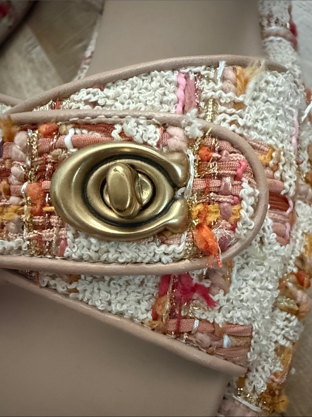 Coach Tweed Multicolor Pink and Cream women’s ' Sandals - Picture 2 of 4